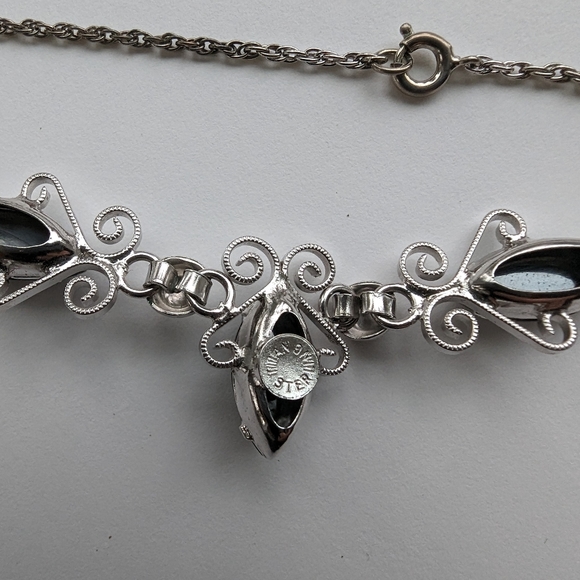 Vintage Alaskan black diamond Marquis stone necklace - Picture 3 of 3